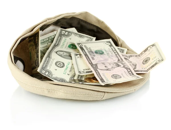 Mütze mit Geld auf weißem Hintergrund — Stockfoto