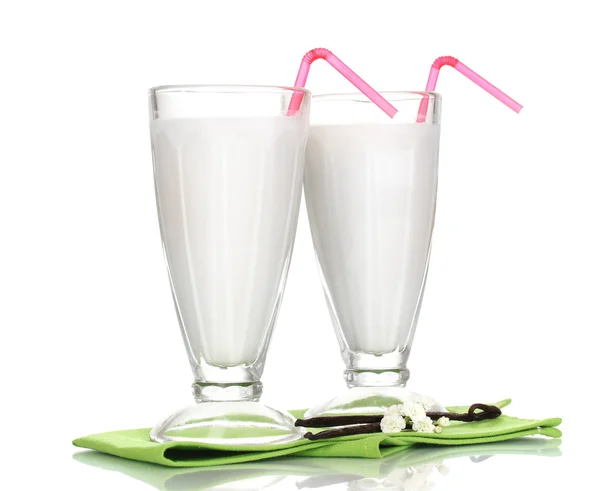 Vanilla milk shakes isolated on white — Stock Photo, Image