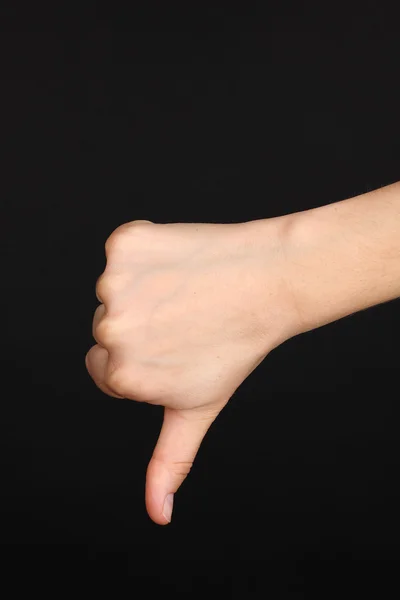 Hand making sign isolated on black — Stock Photo, Image