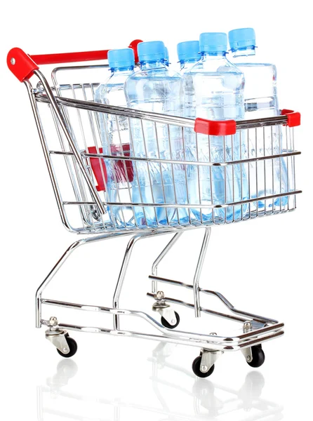 Plastik şişe su üzerinde beyaz izole arabası — Stok fotoğraf