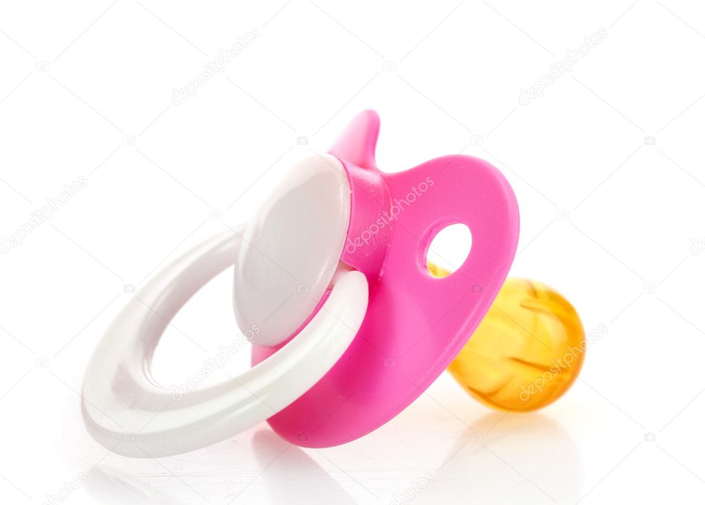 Pink baby's pacifier isolated on white background — Stock Photo