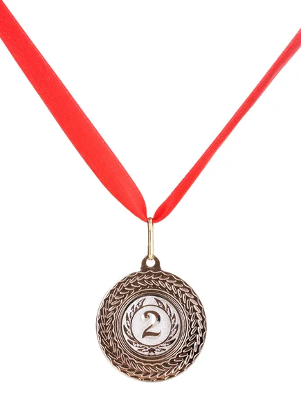 Medaglia d'argento isolata su bianco — Foto Stock