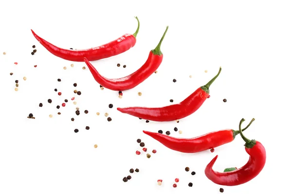 Stock image Red hot chili peppers isolated on white