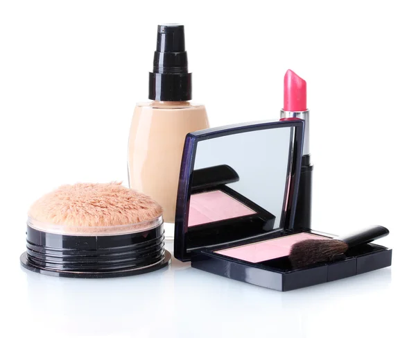 Set van make-up producten geïsoleerd op wit — Stockfoto