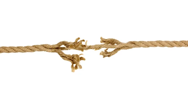 Breaking rope isolated on white — Stock Photo, Image