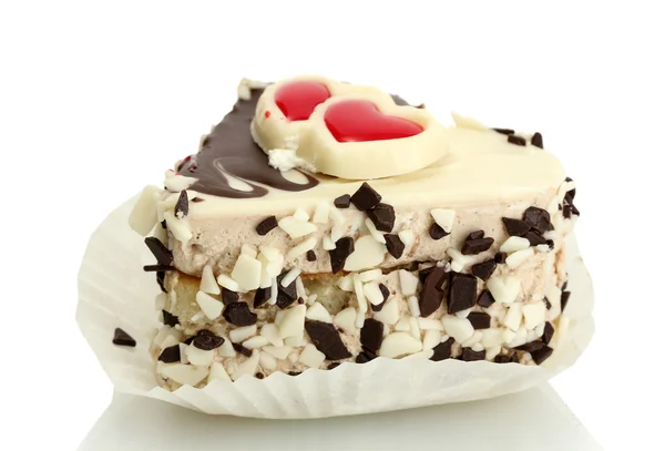 Sweet cake with chocolate isolated on white — Stock Photo, Image