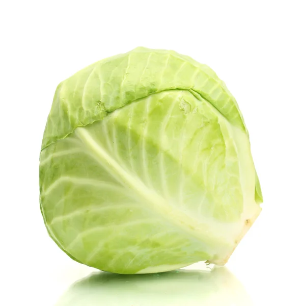 Whole green cabbage isolated on white — Stock Photo, Image