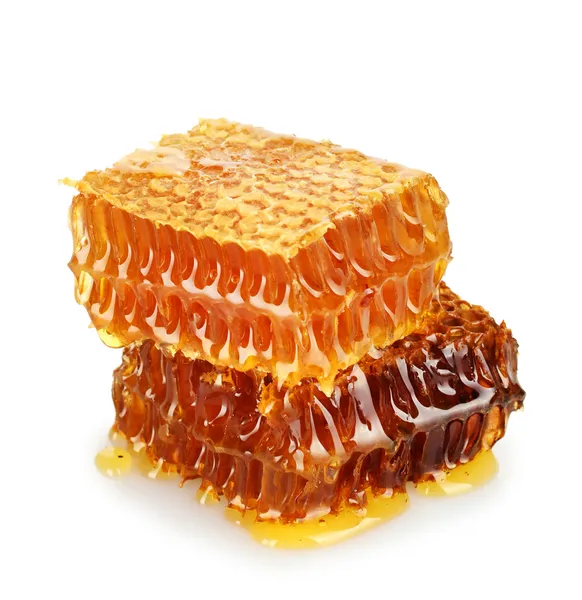 甘い蜂蜜と蜂蜜,白に隔離された — ストック写真