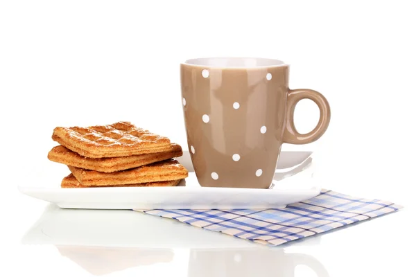Kopje thee en koekjes geïsoleerd op wit — Stockfoto
