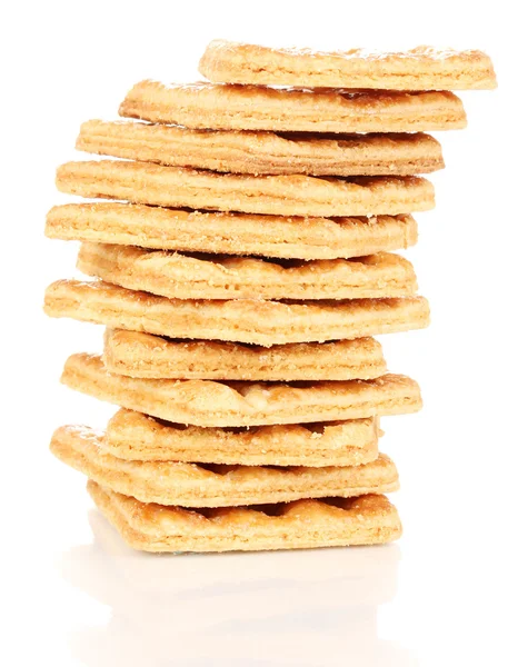 Dolci biscotti in pila isolati su bianco — Foto Stock