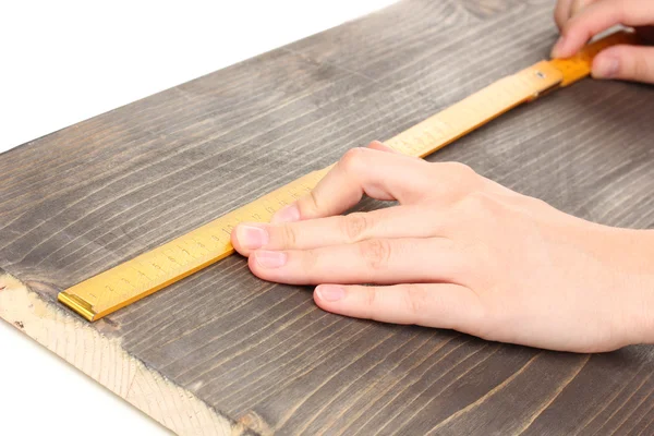 Tablero de madera de medición de primer plano —  Fotos de Stock