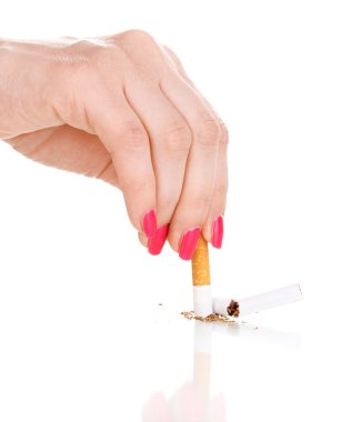 Putting out cigarette butt isolateed on white clipart