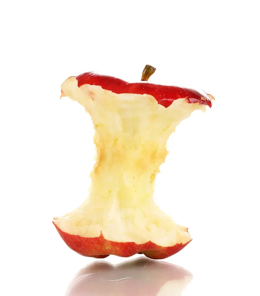 Kırmızı ısırılmış elma beyaz üzerine izole edilmiş. — Stok fotoğraf