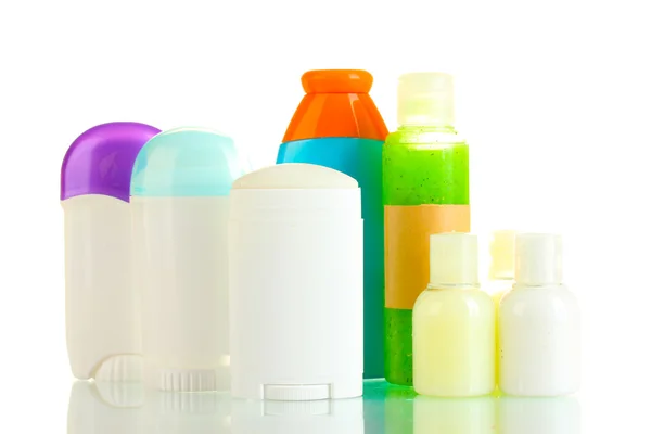 Botellas de cosméticos aislados en blanco —  Fotos de Stock