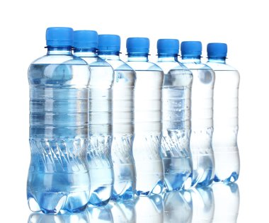 Plastic bottles of water isolated on white