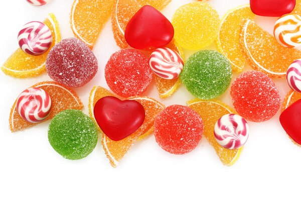Colorful jelly candies isolated on white