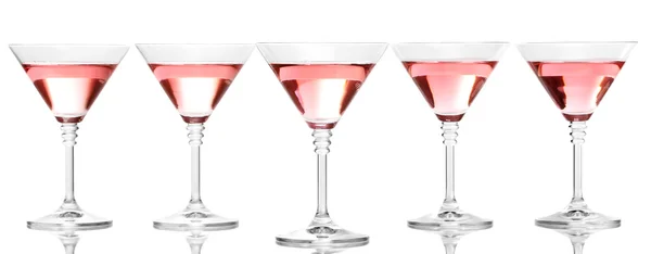 Red cocktail in martini glasses isolated on white — Stock Photo, Image
