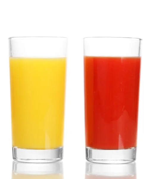 Tropical juices in glasses isolated on white — Stock Photo, Image