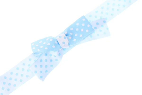 Beautiful blue bow and ribbon isolated on white — Stock Photo, Image