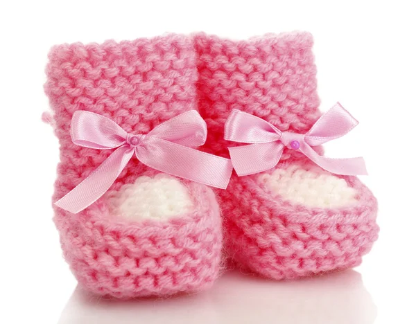 Botas de bebê rosa isoladas em branco — Fotografia de Stock