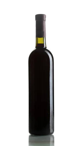 Bottiglia di vino rosso isolata su bianco — Foto Stock