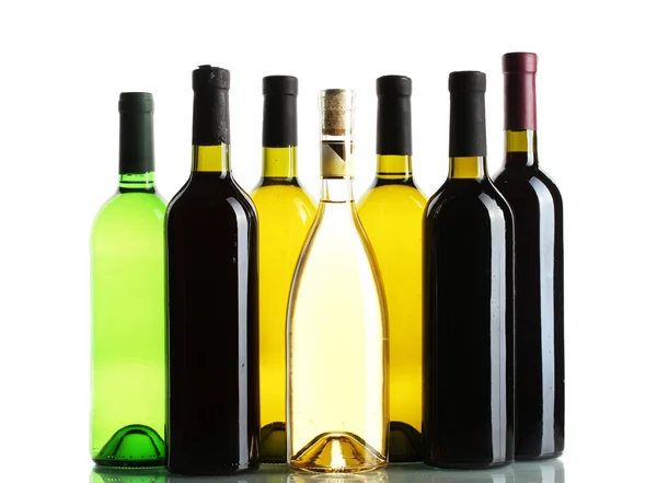 Butelki wina na białym tle — Zdjęcie stockowe