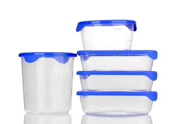 Plastik üzerinde beyaz izole besin konteynerler — Stok fotoğraf