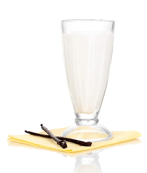 Batido de leite de baunilha isolado em branco — Fotografia de Stock