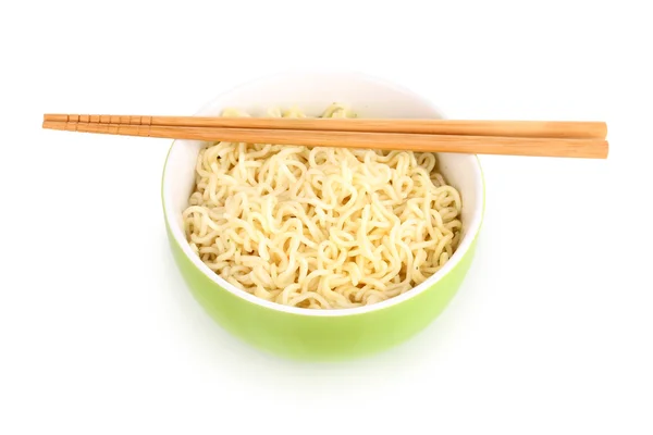 Asian noodles in bowl isolated on white — Stock Photo, Image