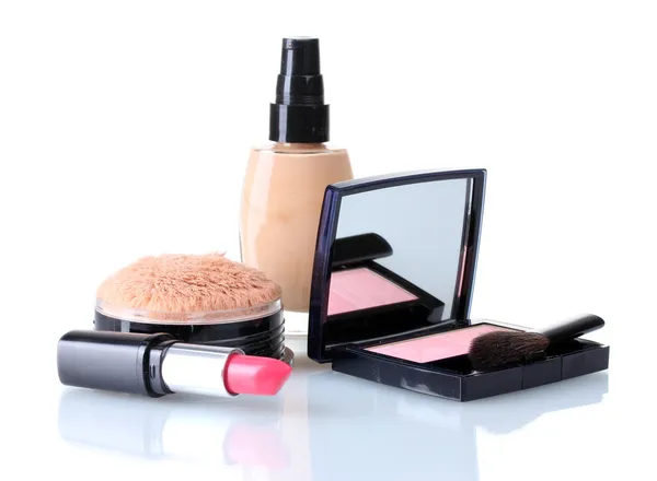 Set van make-up producten geïsoleerd op wit — Stockfoto