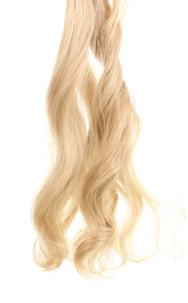 Σγουρά μαλλιά ξανθά που απομονώνονται σε λευκό — Φωτογραφία Αρχείου