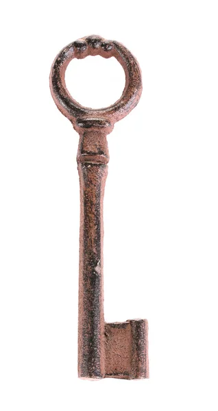 Antika anahtar üzerinde beyaz izole — Stok fotoğraf