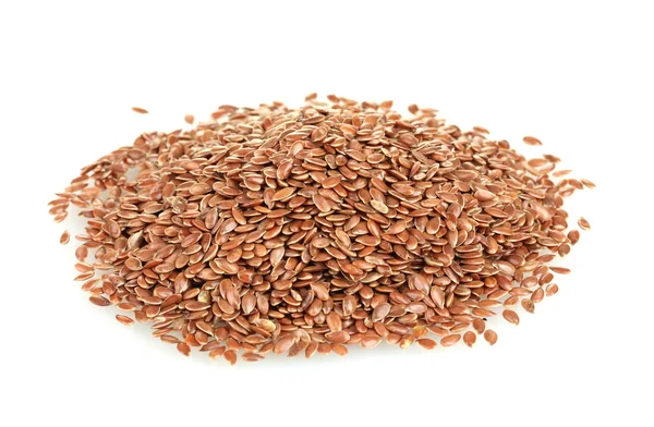 Heap of flax seeds isolated on white background — Stock Photo, Image