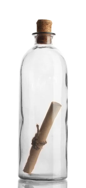 ガラスの瓶に分離白内部メモ — ストック写真