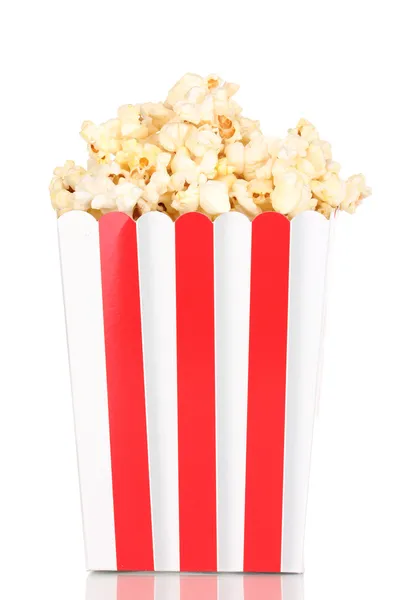 Klassieke doos popcorn geïsoleerd op wit — Stockfoto