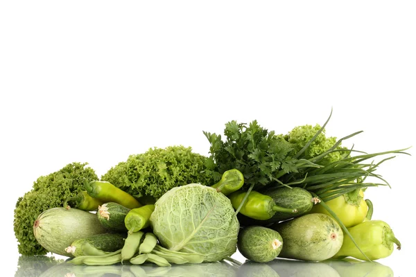 Fresh green vegetables isolated on white — Stock Photo, Image
