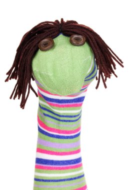 Cute sock puppet isolated on white clipart