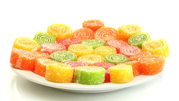 Bonbons gelée colorée sur plaque isolée sur blanc — Photo