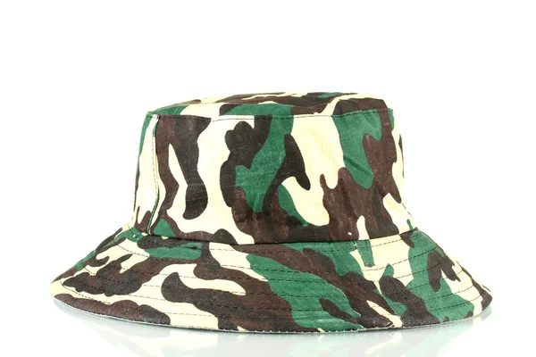 Styl militarny kapelusz na białym tle na biały z bliska — Zdjęcie stockowe