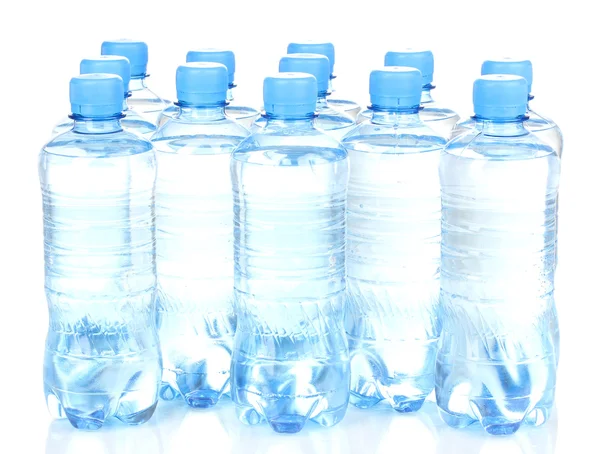 Plastic bottles of water isolated on white — Stock Photo, Image