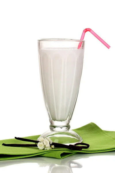 Wanilia shake mleko na białym tle — Zdjęcie stockowe