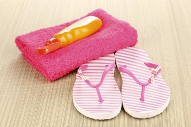 Beach accessories on mat