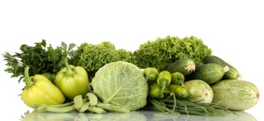 Fresh green vegetables isolated on white clipart