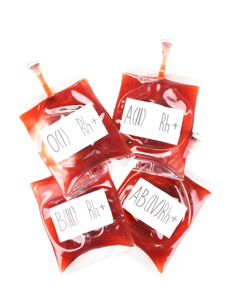 Σακούλες αίματος που απομονώνονται σε λευκό — Φωτογραφία Αρχείου