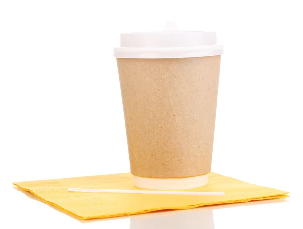 Papiertasse Kaffee isoliert auf weiß — Stockfoto