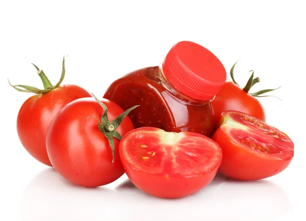 Tomato sauce in bottle isolated on white — Stock Photo, Image