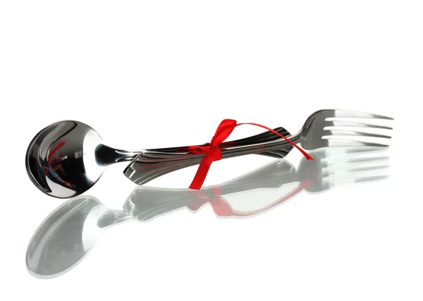 Cuchara y tenedor, aislados en blanco — Foto de Stock