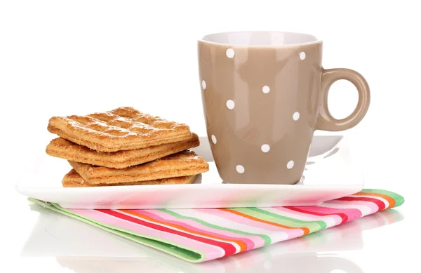 Šálek čaje a sušenky izolované na bílém — Stock fotografie