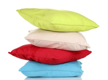 Bright color pillows isolated on white