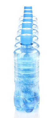 Plastic bottles of water isolated on white